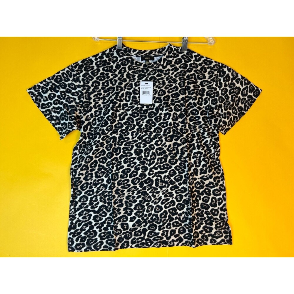 AFRM Helo Oversized Tee T-Shirt Top Womens S Leopard Print Brown Crew Neck NWT